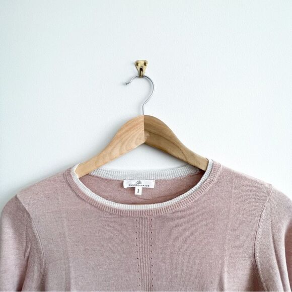 CAMBER & GRACE Pullover Pale Pink Knit Cream Chiffon Layered Look Women's S - Picture 5 of 9